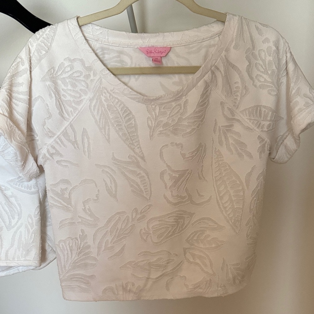 Lilly Pulitzer DOSSIE TOP & SHORT SET Resort White Jungle leaf Jacquard
